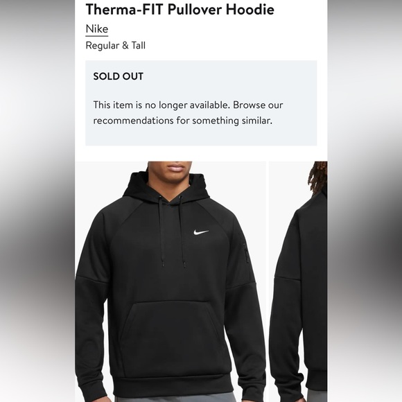 Nike Charcoal Pullover With Iconic Swoosh THERMA-FIT Pullover Hoodie Regular Fit